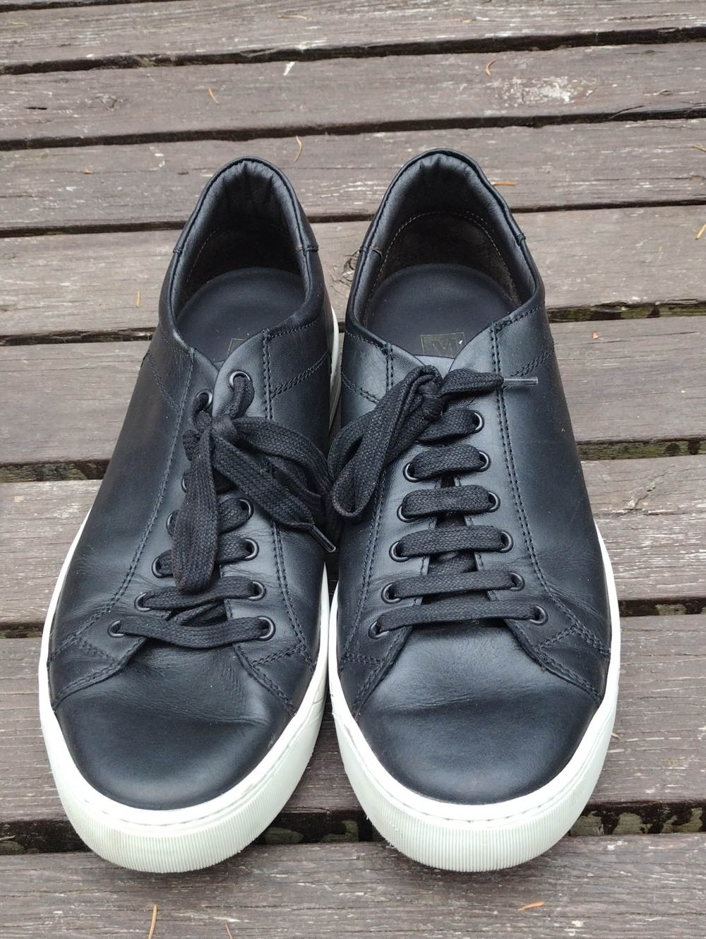 Bruno Magli,Men's Size 12, Black Leather Low-Top Sneakers
